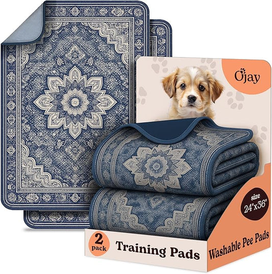 Super Absorbent Washable Pee Pads for Dogs (2-Pack) – Reusable Puppy Training Pads, 100% Waterproof & Leakproof Dog Pee Pads with Non-Slip Backing – Durable, Quick-Dry Pet Pads for Crates & Floors.