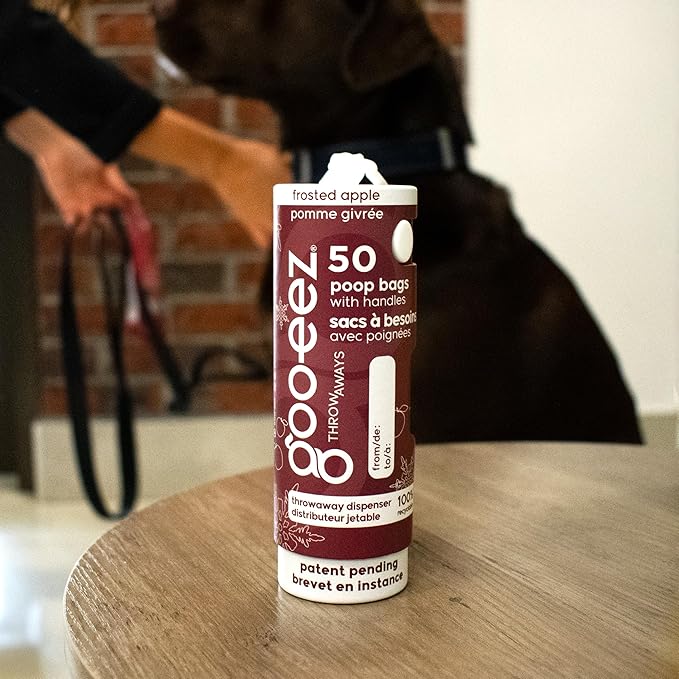 GOO-EEZ Disposable Pet Waste Bag Dispenser 3-Pack (150 ct), Pre-Loaded with 65% Recycled Dog Poop Bags with Easy-Tie Handles, No Refills Needed Twist-and-Pull Design - Holiday Collection