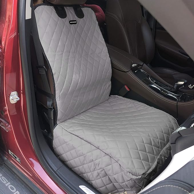 Dog Car Seat Covers 100% Waterproof Car Seat Protector for Pets Front Seat Scratch Proof Non-Slip Durable for Cars,Trucks & SUVs (Grey)
