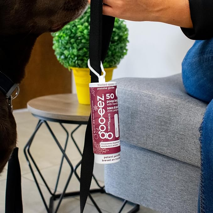 GOO-EEZ Disposable Pet Waste Bag Dispenser 3-Pack (150 ct), Pre-Loaded with 65% Recycled Dog Poop Bags with Easy-Tie Handles, No Refills Needed Twist-and-Pull Design - Holiday Collection