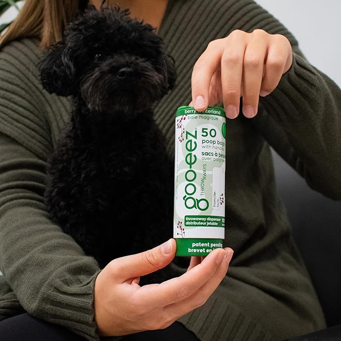 GOO-EEZ Disposable Pet Waste Bag Dispenser 3-Pack (150 ct), Pre-Loaded with 65% Recycled Dog Poop Bags with Easy-Tie Handles, No Refills Needed Twist-and-Pull Design - Holiday Collection