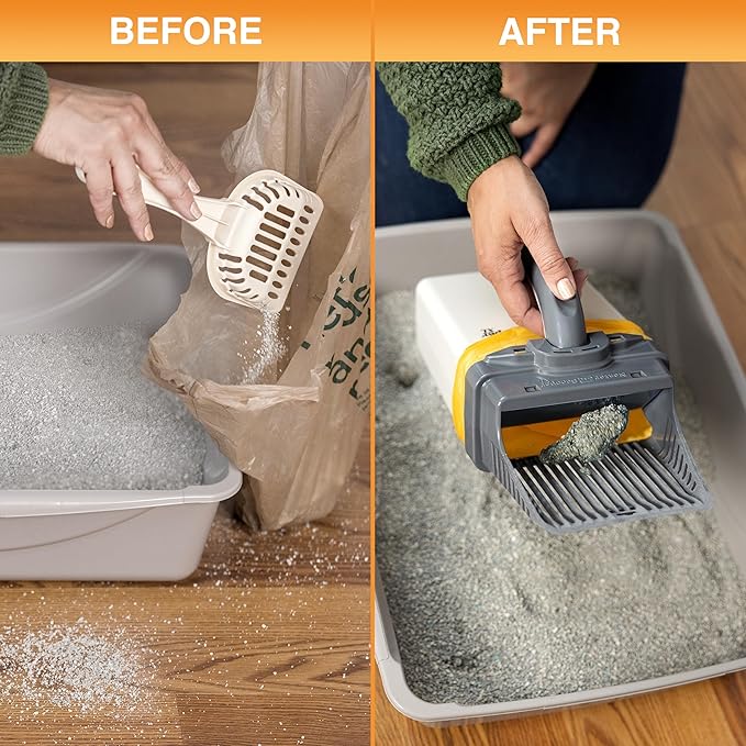 Neater Pet Brands Neater Scooper XL Cat Litter Scoop, 60 Refill Bags – Extra-Large Capacity Mess-Free Cat Litter Scooper with Bag for Large & Multiple Cats, Spill-Proof Litter Box Scooper with Holder