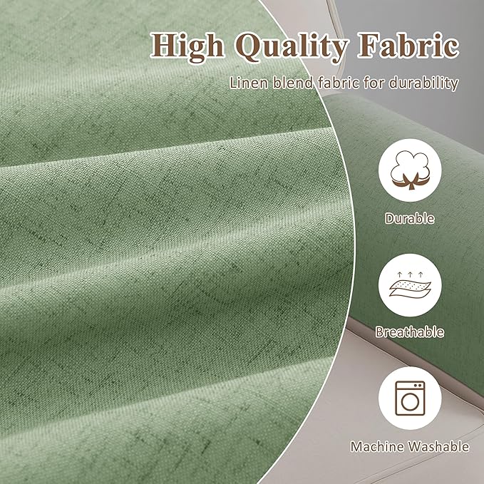 SPWIY Couch Arm Covers Anti-Scratch & Stain Resistant Furniture Protector for Sofa 2 Pieces Washable Linen Recliner Armrest Cover for Pets Chair Arm Covers, Light Sage,20" W x 24" L