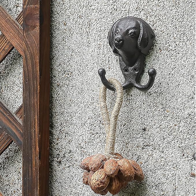 1 Pack Cast Iron Hook,Dog Themed Wall Hooks,Cast Iron Animals,Animal Dog Head,Coat Hooks for Wall,Key Hanger