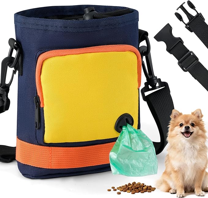 Dog Treat Pouch, Treat Pouch for Pet Training, Dog Treat Bag,Training Treat Pouch, Dog Training Pouch with Shoulder Strap& Waist Belt, Puppy Training Treat Holder Bag for Daily Walking, Park Training