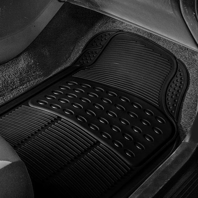 FH Group Climaproof™ Trimmable Non-Slip Vinyl Floor Mats Full Set - Universal Fit for Cars Trucks and SUVs (Black) F11306 + F16400
