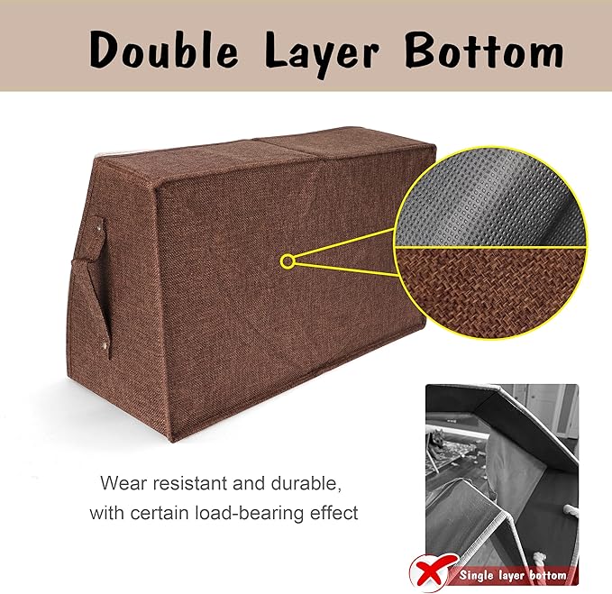 PET ARTIST Sturdy Collapsible Dog Organization and Storage Basket Accessible,Cute Dog Toy Storage with Handles,Dog Toy Box Bin Large for Chew Toys,Clothes,Squeak Toys,Brown