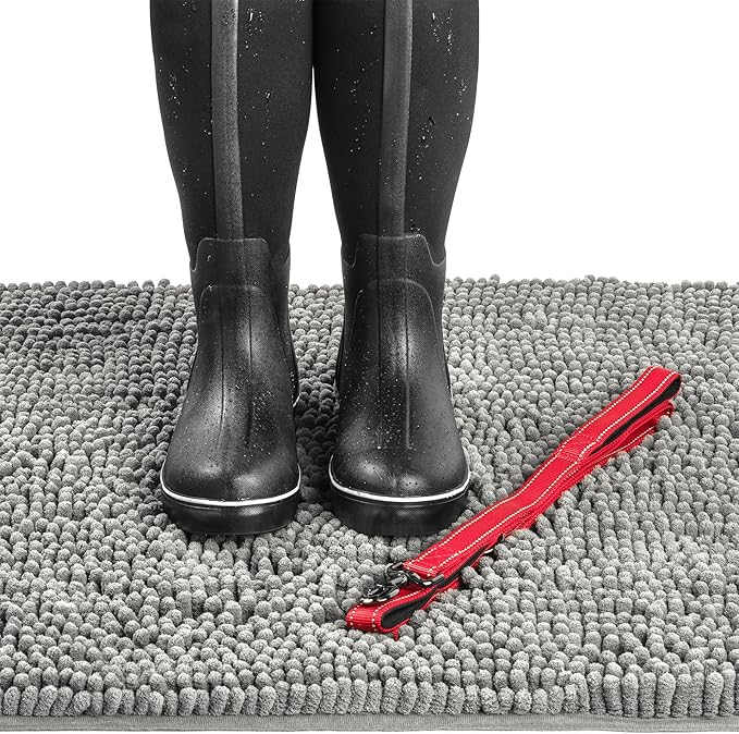 DogBuddy Dog Door Mat for Muddy Paws, Absorbent Microfiber Pet Rug, Waterproof Non-Slip Doormat, Washable Rugs for Dogs, Entryway Indoor Outdoor mat, Dog Supplies (XL, Shadow)