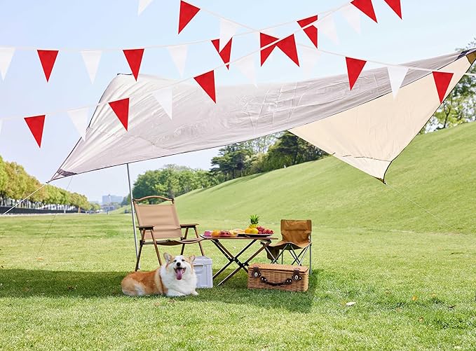 100 Feet Red & White Pennant Banner Flags String Hanging Red & White DIY Triangle Bunting Flags,Party Decorations for Grand Opening,Party Events Celebration,Kids Birthday,60 Pcs