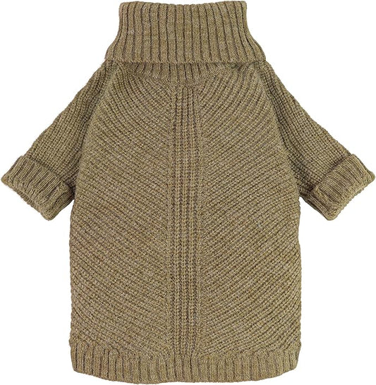 Fitwarm Thermal Knitted Dog Sweater Doggy Winter Coat Pet Clothes Doggie Turtleneck Jacket Puppy Outfits Cat Sweatsuit Sage Green X-Large
