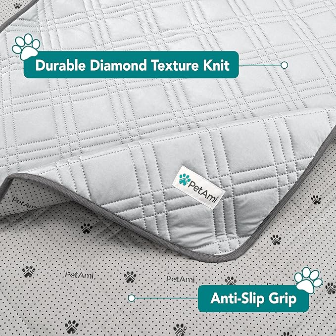 PetAmi Waterproof Cooling Mat for Dog, Premium Pet Cooling Blanket for Bed Crate, Anti Slip Indoor Dog Cool Pad for Sleeping, Q-MAX Large Sofa Couch Cover Mat for Cat, Light Grey, 40x60