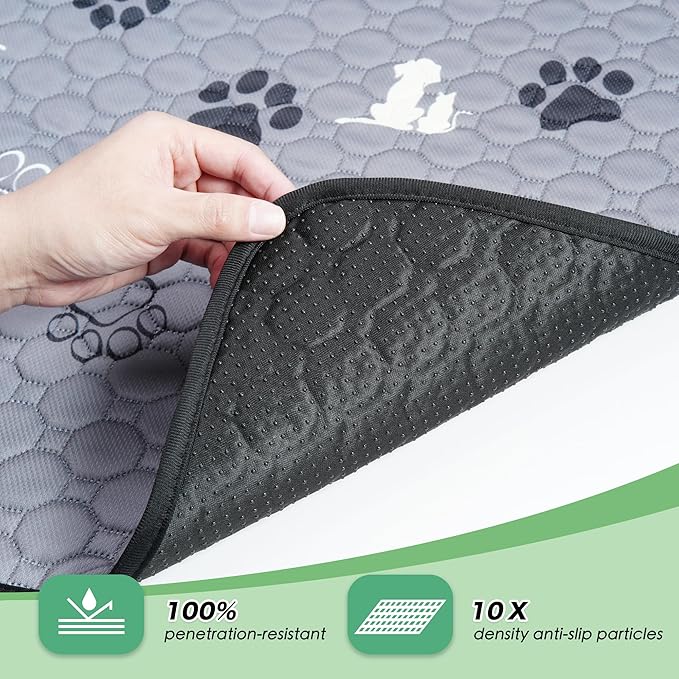 WanpeeGoo Washable Pee Pads, Puppy Pee Pad for Dogs, 2 Pack Absorbent Reusable Training Dog Pads Pet Puppy Pads, Non-Slip Potty Pads for Whelping, Playpen, Crate, Bed, Grey 32"x63"