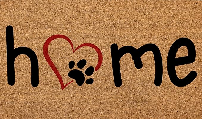 COCONIQ Coir Door Mats 17" X 30", Non-Slip Sturdy, PVC Backed Heavy Duty, Easy to Clean, Ideal for Door Entrance, Patio, Porch, Backyard, Garages, Home with The Love of Paws