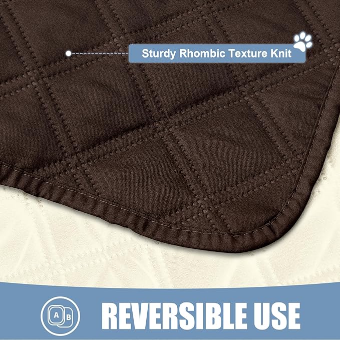Smiry Waterproof Dog Bed Cover Pet Blanket, Soft Washable Dog Blanket for Furniture Bed Couch Sofa Reversible, Checkered (40"x80", Chocolate/Beige)