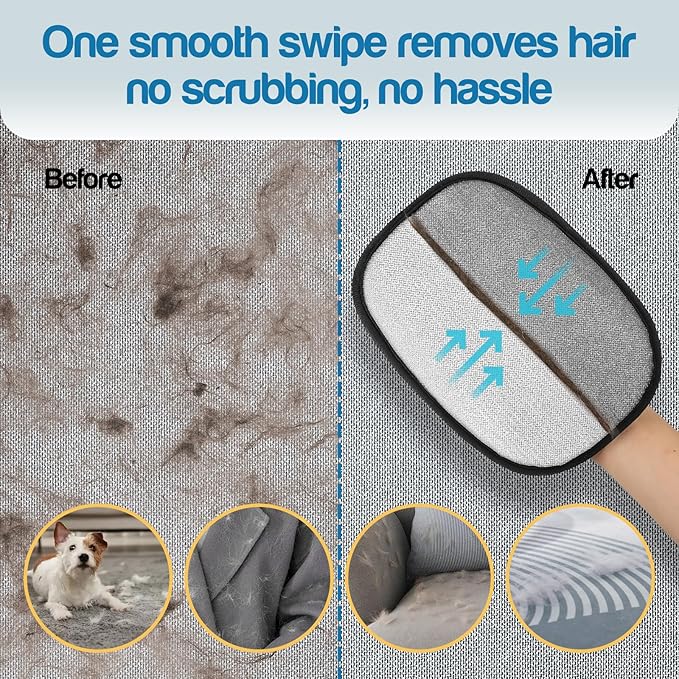 Pet Hair Removal for Dogs & Cats,Upgraded 5-Finger Electrostatic Pet Hair Glove, Reusable Magic Brush Pet Hair Remover Tool for Quickly Lifting Pet Hair from Laundry,Sofas,Beds, Carpets, 1PCS