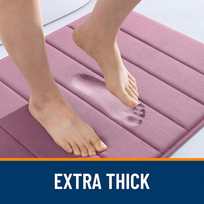 OLANLY Memory Foam Bath Mat 44x24, Super Soft Absorbent Bathroom Rugs, Quick Dry, Machine Washable Shower Floor Rugs, Bathmat Carpet, Bathroom Home Decor Accessories, Deep Plum
