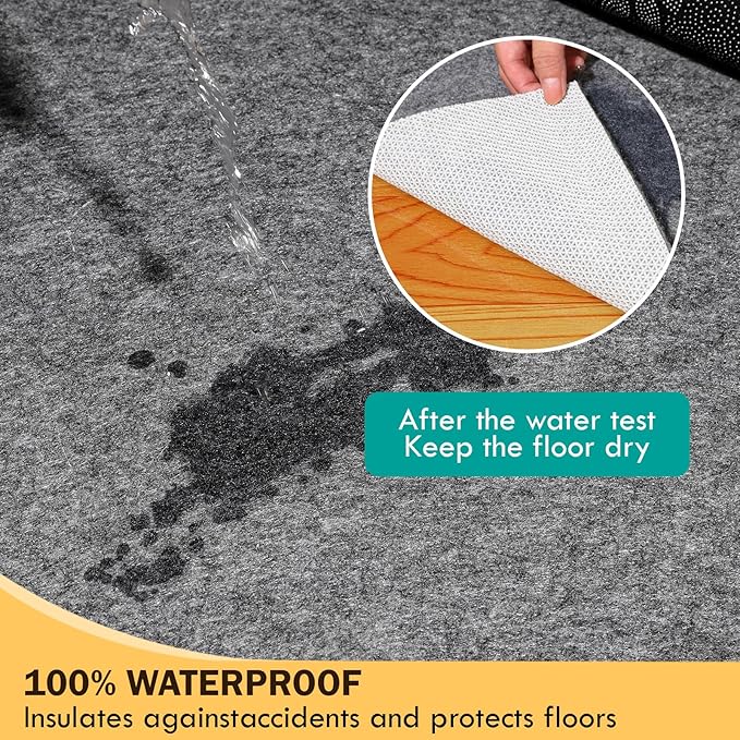 Waterproof Rug Pad, 10x14 ft Under Area Rug Carpet Pad, Non Slip Felt Rug Pads for Hardwood Floors, Keep Carpets in Place Soft and Prevent Rug from Wrinkling or Buckling