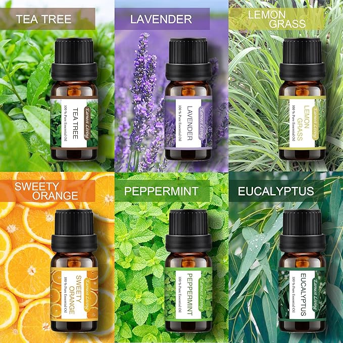 Earnest Living Essential Oil Diffuser Gift Set White Ceramic Diffuser 100 ml & Essential Oil Set Timers Night Lights Auto Off for Women