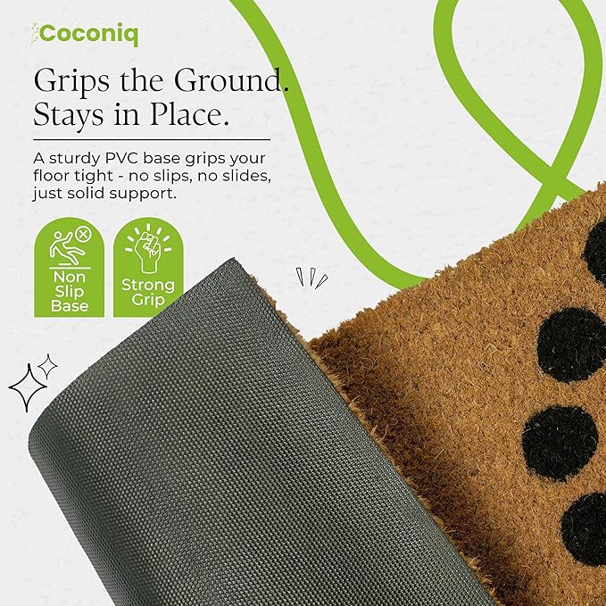 COCONIQ Coir Door Mats 17" X 30", Non-Slip Sturdy, PVC Backed Heavy Duty, Easy to Clean, Ideal for Door Entrance, Patio, Porch, Backyard, Garages, The Geo Circles