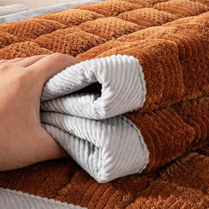 Couch Cover for Dogs Washable,Anti-Slip Back Cat Mat Pet Pad Blanket for Furniture Protector,Fuzzy Pet Sofa Cover for 3 Cushion Couch Sofa Pets Friendly (Curry, 1pc/27.6"x82.7"/Seat Cover)
