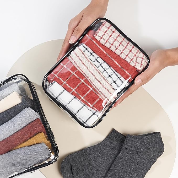 PALTERWEAR Clear Zippered Toiletry & Makeup Bags – 3-Pack Multipurpose Organizer Pouches for Travel, Cosmetics (8x6x2.5 Inch) (Crystal Clear, 6 x 8 x 2.5 Inch)