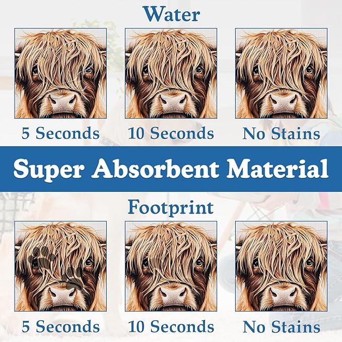Highland Cow Butterfly Dog Food Mat–Christmas Stocking Absorbent Quick Dry Feeding Placemat for Food and Water Bowls, Non Slip Rubber Backing, Waterproof Pet Supplies for Mess-Free Eating 12"x20"