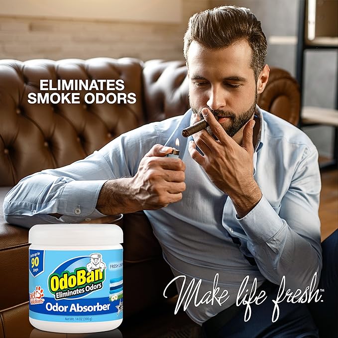 OdoBan Solid Odor Absorber Eliminator for Home and Small Spaces, Fresh Linen Scent, 14 Ounces Each, 3-Pack