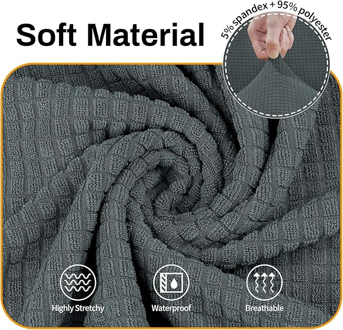 Asnomy Couch Covers for 3 Cushion Couch Stretch Sofa Covers Slipcovers, Pet Protector Furniture Covers for Dogs Cats Spandex Jacquard Fabric Small Checks（X-Large，Gray）
