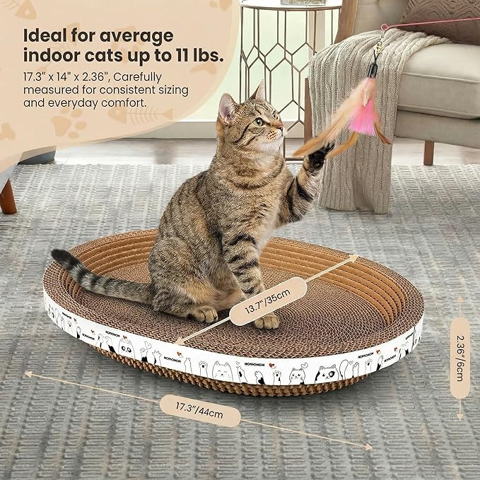 3 Pack Large Cardboard cat Scratcher, Oval cat Scratcher Pad Scratching Board Bed Durable, Bowl-Shaped Cat Scratch Couch Lounger Sofa for Indoor Cats Grinding Claw Furniture Protector.