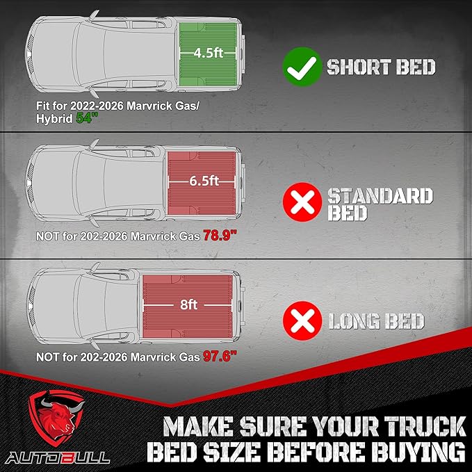 Truck Bed Mat Bed Liner Fit for 2022 2023 2024 2025 2026 Ford Maverick Hybrid & Gas Accessories(4.5FT, 54.4"), Not Fit Drop-in Liner