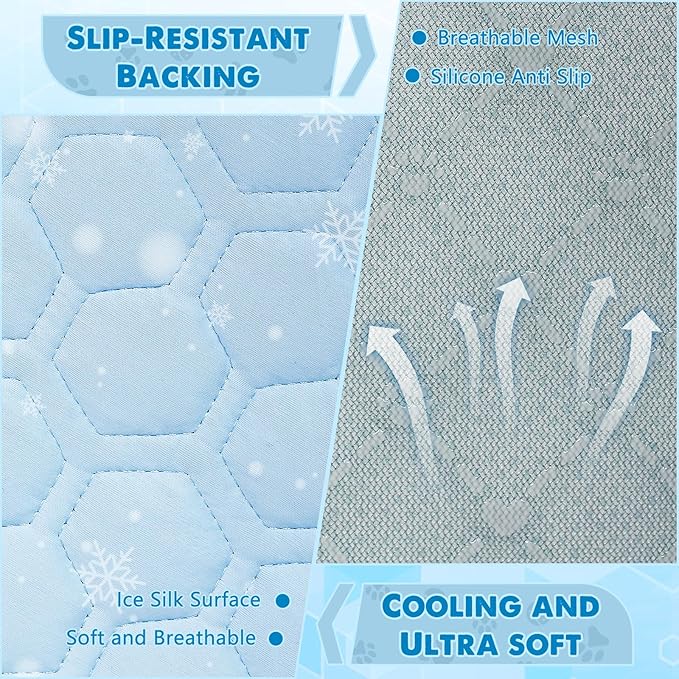 SISROL Upgrade Self-Cooling Mat for Dogs & Cats - Washable Pet Cooling Pad, Foldable Dog Cooling Mat Pet Cool Blanket for Indoor or Outdoor