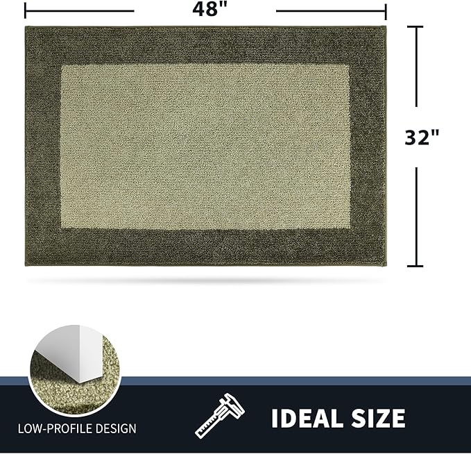 PURRUGS Dirt Trapping Door Mat 32" x 48", Non-Slip Machine Washable Entry Rug, Entrance Mat, Indoor Front Door Mat, Super Absorbent Entryway Rug for Muddy Shoes & Paws, Budding Green & Sage Green