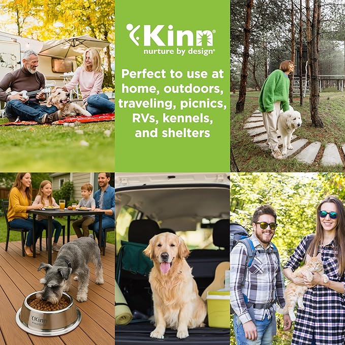 Kinn Kleanbowl Pet Bowl Stainless Steel Frame with Compostable Refills, 16 oz (Pack of 1) – Spill-Proof Stable Disposable Dog Bowls for Easy Cleaning and Healthy Pets, No Plastic