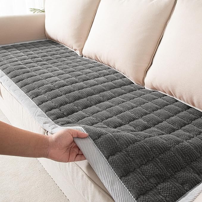 Couch Cover for Dogs Washable,Anti-Slip Back Cat Mat Pet Pad Blanket for Furniture Protector,Fuzzy Pet Sofa Cover for 3 Cushion Couch Sofa Pets Friendly (Dark Gray, 1pc/27.6"x82.7"/Seat Cover)