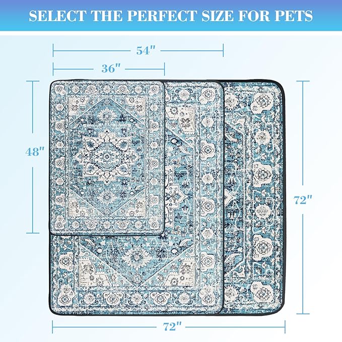 Dogcator Ocean-Blue Non-Slip Dog Washable Pee Pad Extra Large 72" x 72", Reusable Pet Training Pad for Dogs, Cats, and Puppies