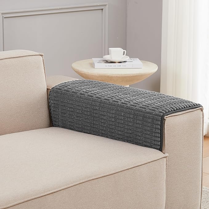 Meider Couch Arm Covers Sofa Mats for Armrests, 2pcs 30x30 inch Anti-Slip Sofa Seat Protectors Large Arm Protector Backrest Covers (Dark Grey)