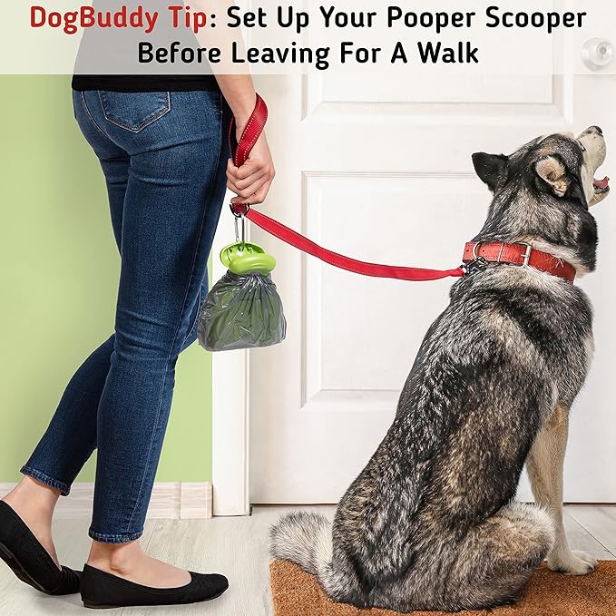 DogBuddy Pooper Scooper, Portable Dog Pooper Scooper, Poop Scooper for Small and Large Dogs, Pooper Scooper with Bag Attachment, Leash Clip and Dog Waste Bags Included (Large, Taupe)