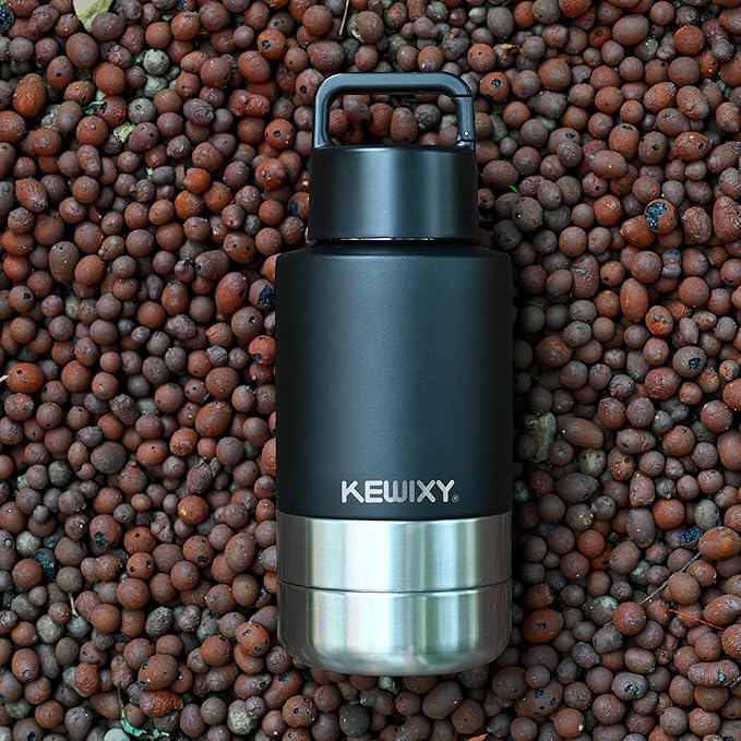 Insulated Dog Travel Water Bottle with Detachable Bowls, 3 in 1 Portable Dog Water Bottle Dispenser, Dog Accessories for Walking, Hiking, Camping, Outdoor (Black, 32 Oz)