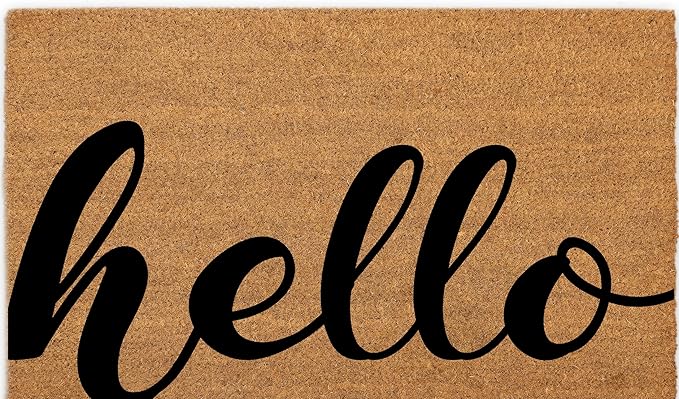 COCONIQ Coir Door Mats 17" X 30", Non-Slip Sturdy, PVC Backed Heavy Duty, Easy to Clean, Ideal for Door Entrance, Patio, Porch, Backyard, Garages, Drop-in to say a Hello!