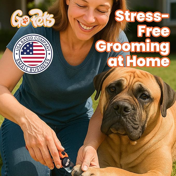 GoPets Dog Nail Clippers, Professional Pet Nail Trimmer for Large Dogs and Cats with Quick Sensor Safety Guard, Heavy Duty Stainless Steel Blades, Non-Slip Handle, Built-in File for Safe Grooming