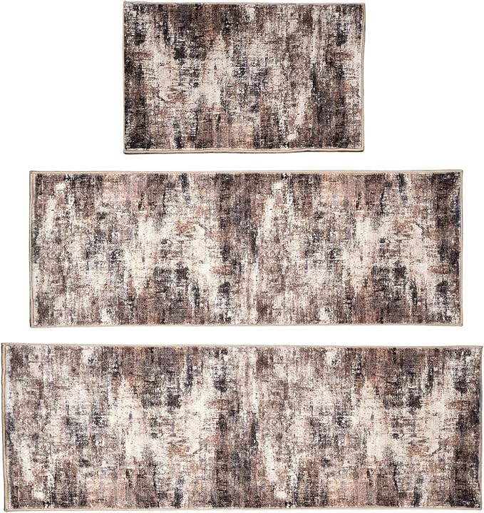 Kitchen Rug Set 3Pcs, Boho Rug Sets Non Slip Washable for Floor Thick Farmhouse Kitchen Decor Runner Rugs for Kitchen, Entryway，Laundry, Hallways 20''x32''+20''x48''+20''x59