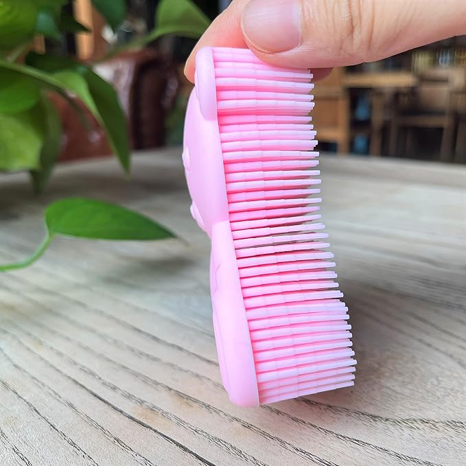 Premium Sensory Brush for Kids or Autism,Soft Silicone Body Scrubber,2 in 1 Sensory Room Occupational Therapy Sensory Brushes,Silicone Loofah,Pet Shower Brush Bath Brush Shampoo Brush(Bear-Pink)