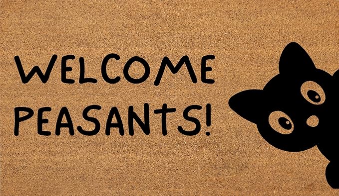 COCONIQ Coir Door Mats 17" X 30", Non-Slip Sturdy, PVC Backed Heavy Duty, Easy to Clean, Ideal for Door Entrance, Patio, Porch, Backyard, Garages, Sneaky Welcome Peasants