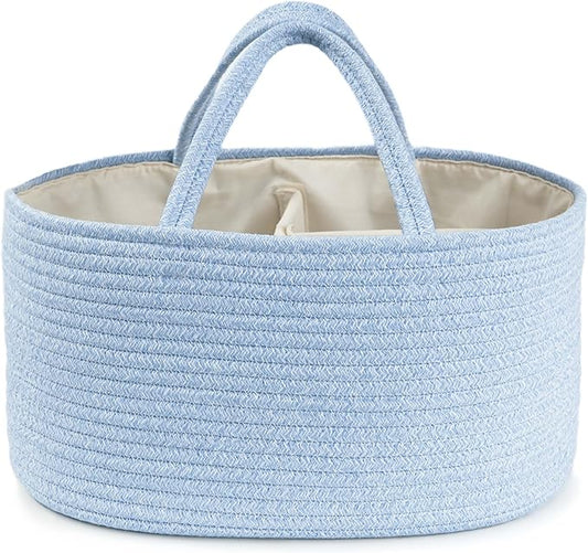 Diaper Caddy Organizer, Empty Gift Basket for Newborn Essentials, Baby Storage Basket, Stylish Gift Bag for Baby Shower, Boys and Girls - Large, Light Blue