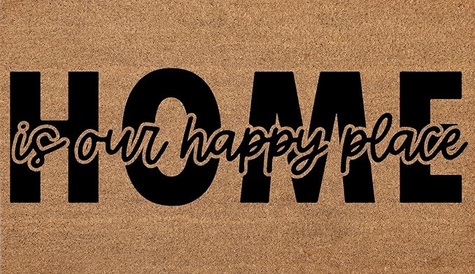 COCONIQ Coir Door Mats 17" X 30", Non-Slip Sturdy, PVC Backed Heavy Duty, Easy to Clean, Ideal for Door Entrance, Patio, Porch, Backyard, Garages, Home is Our Happy Place