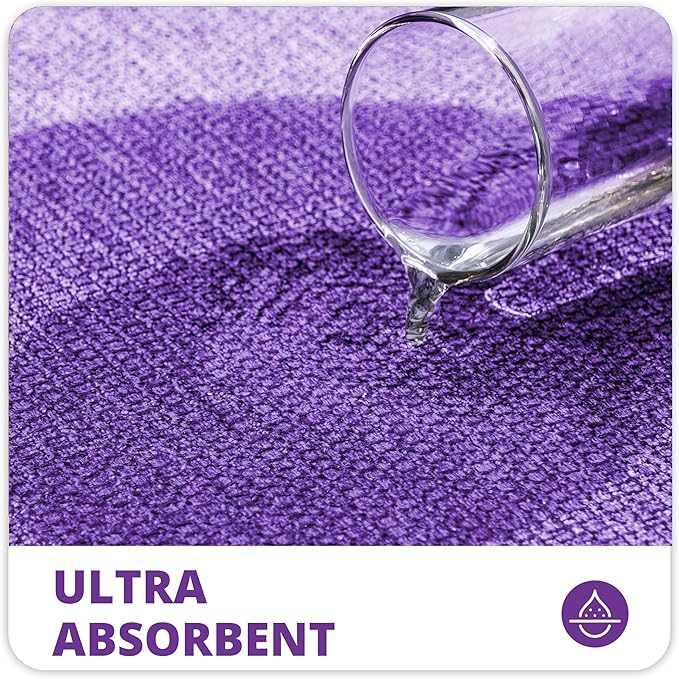 Bath Mat,Ultra Thin Bathroom Rugs,Rubber Bath Mats for Bathroom,No Slip Bath Rugs,Quick Dry,Machine Washable,Low Pile,Absorbent,Shower Outside,Sink,Home Decor Accessories.Purple,1'5"x2'3"(2 Pack)