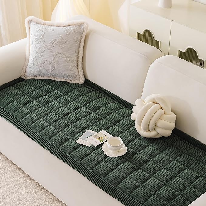 MYSKY HOME Couch Cover for Dogs Washable, Dog Sofa Couch Covers,Washable Non-Slip Couch Sofa Cover Protector Dog Mat for 3 Cushions and Sofas(Moss Green,27.6" x 82.7")
