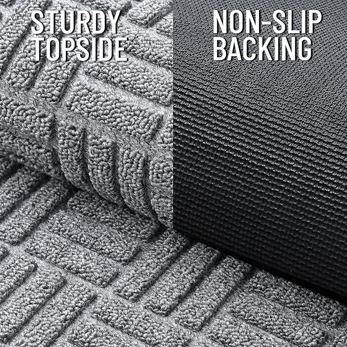 OLANLY Front Door Mat Outside Entrance 71x47, Absorbent, Heavy Duty Sturdy Natural Rubber Doormat Indoor Outdoor, Non-Slip, Stain and Fade Resistant, Low Profile Floor Mat for Entryway, Charcoal Gray