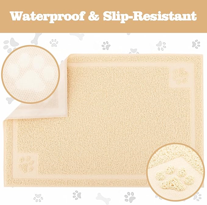 Darkyazi Pet Feeding Mat Large for Dogs and Cats,24"×16" Flexible and Easy to Clean Feeding Mat,Best for Non Slip Waterproof Feeding Mat. (Beige)