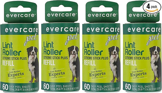 Evercare Extra Sticky Pet Lint Roller Refill 60 sheets - Pack of 4